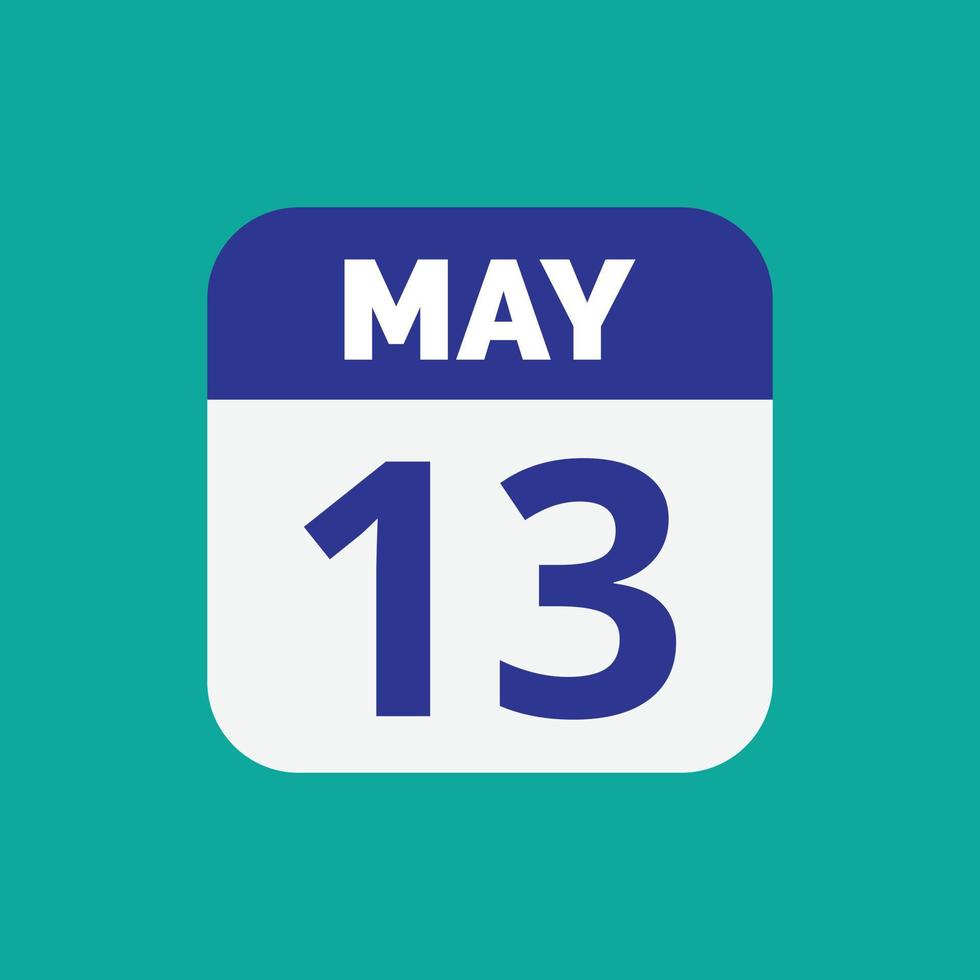 May 13 Calendar Date Icon vector