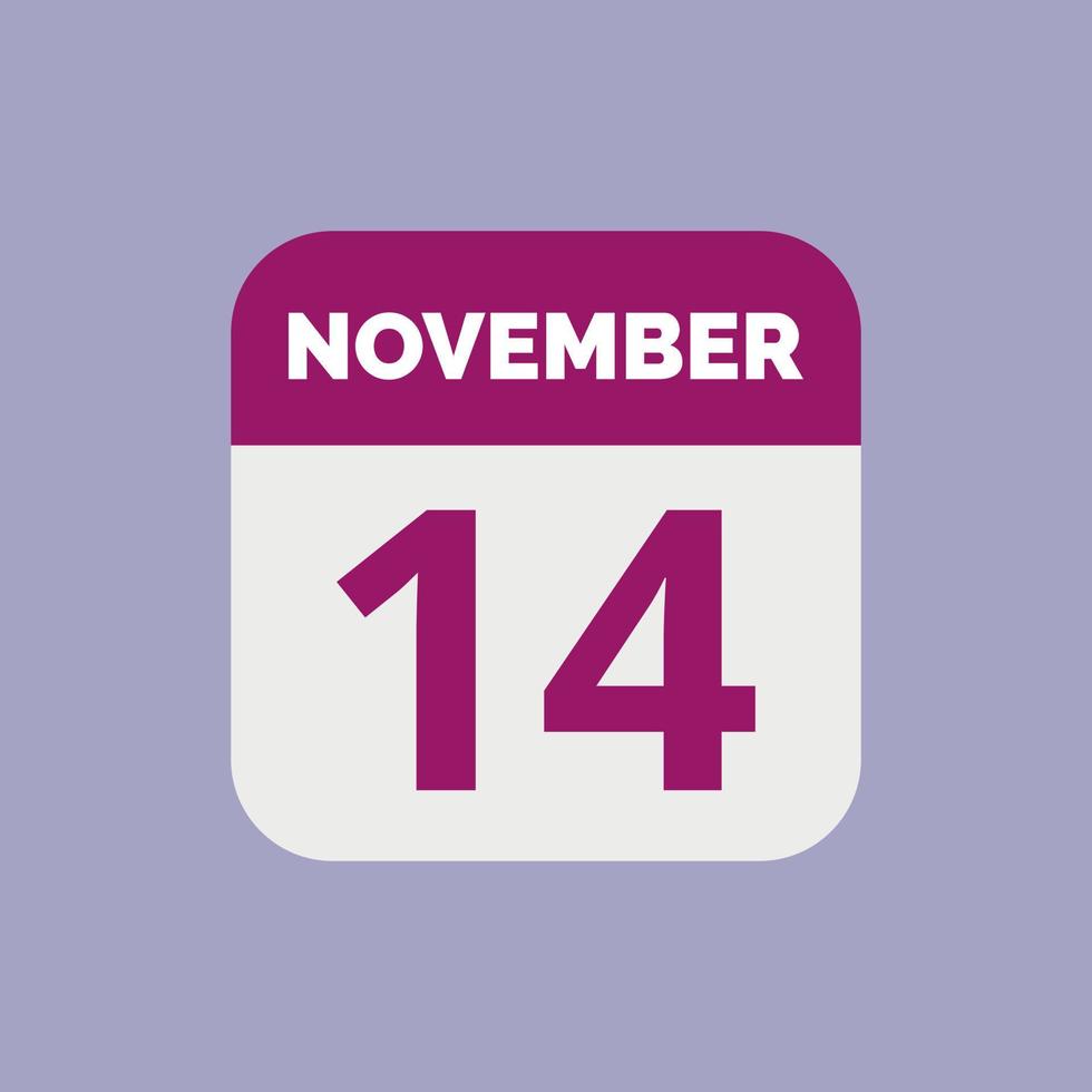November 14 Calendar Date Icon vector