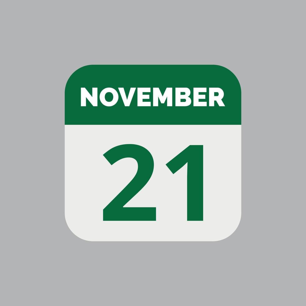 November 21 Calendar Date Icon vector