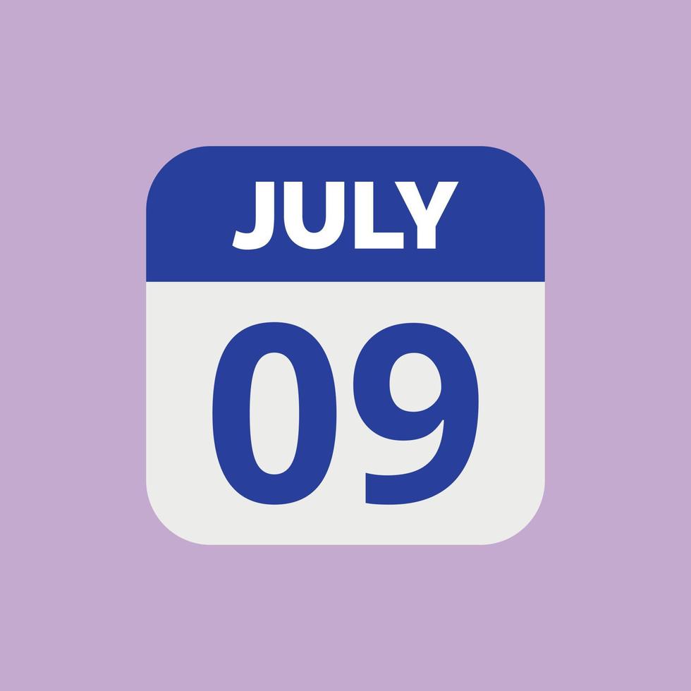 July 9 Calendar Date Icon vector