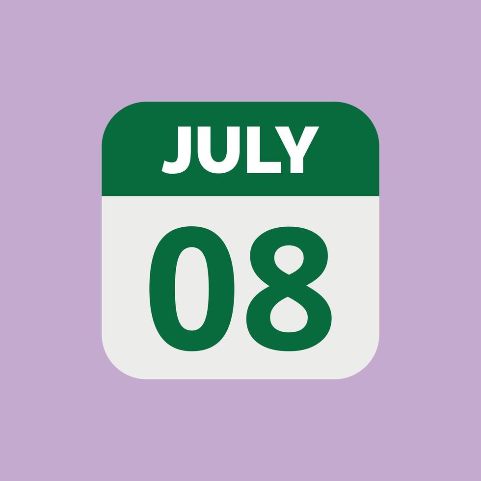 July 8 Calendar Date Icon vector