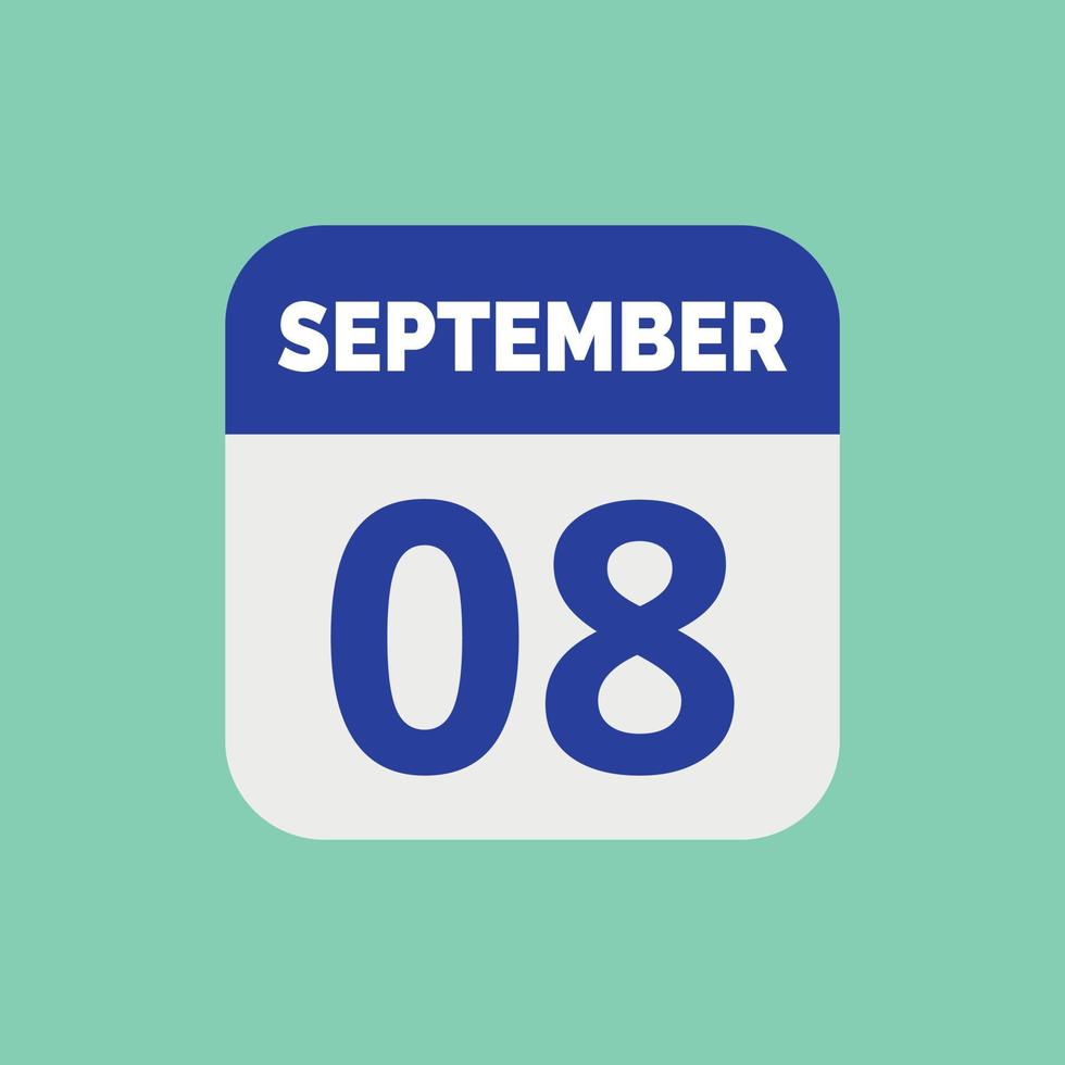 September 8 Calendar Date Icon 23202727 Vector Art at Vecteezy