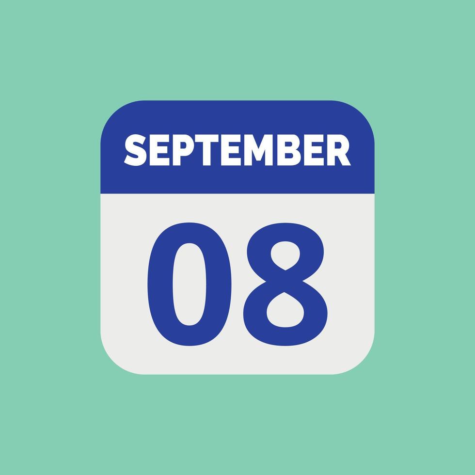 September 8 Calendar Date Icon vector