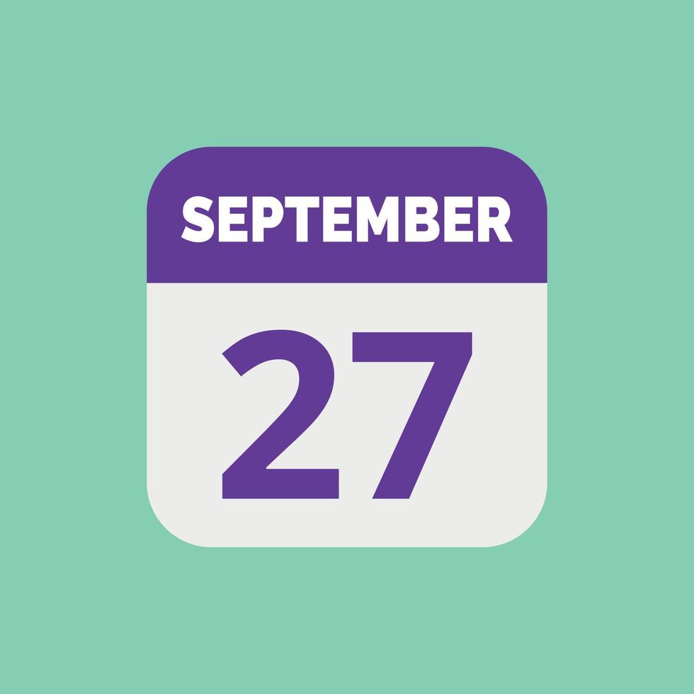 September 27 Calendar Date Icon vector