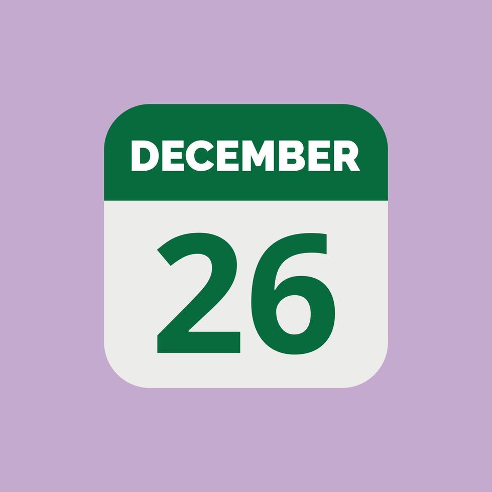 December 26 Calendar Date Icon vector