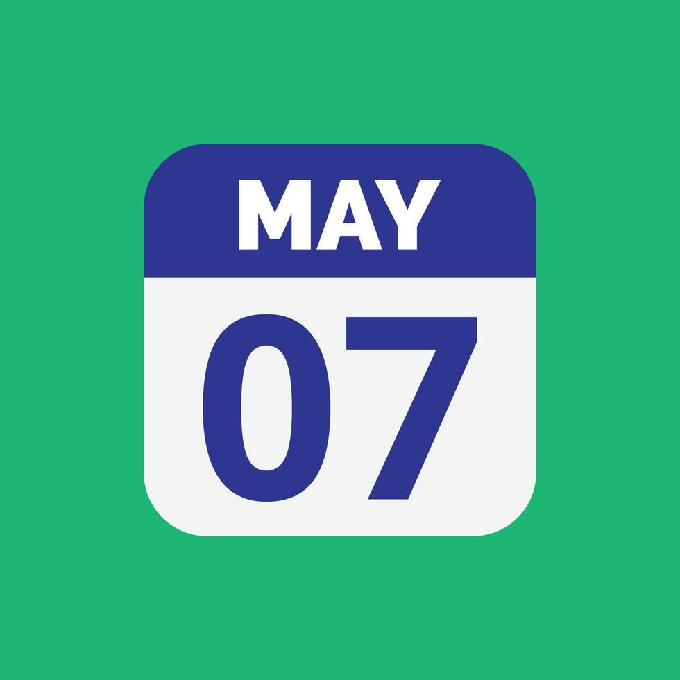 May 7 Calendar Date Icon vector