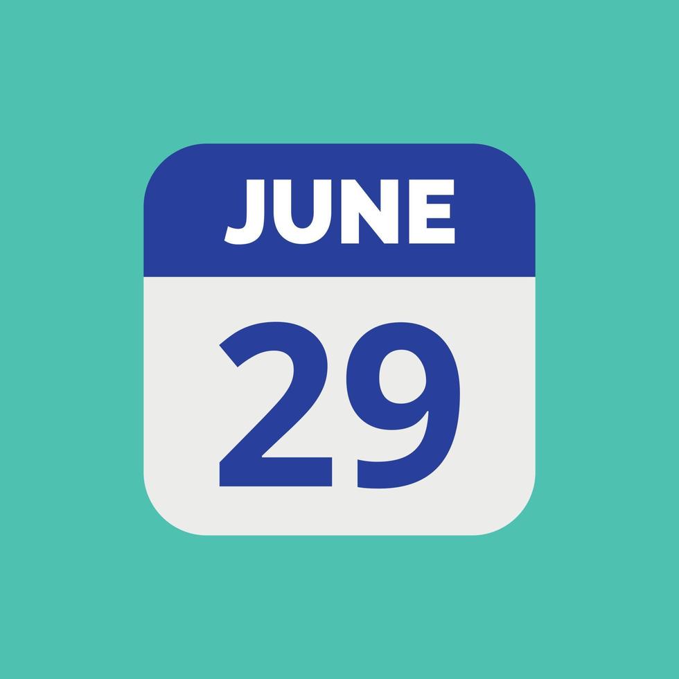 29 de junio calendario fecha icono vector
