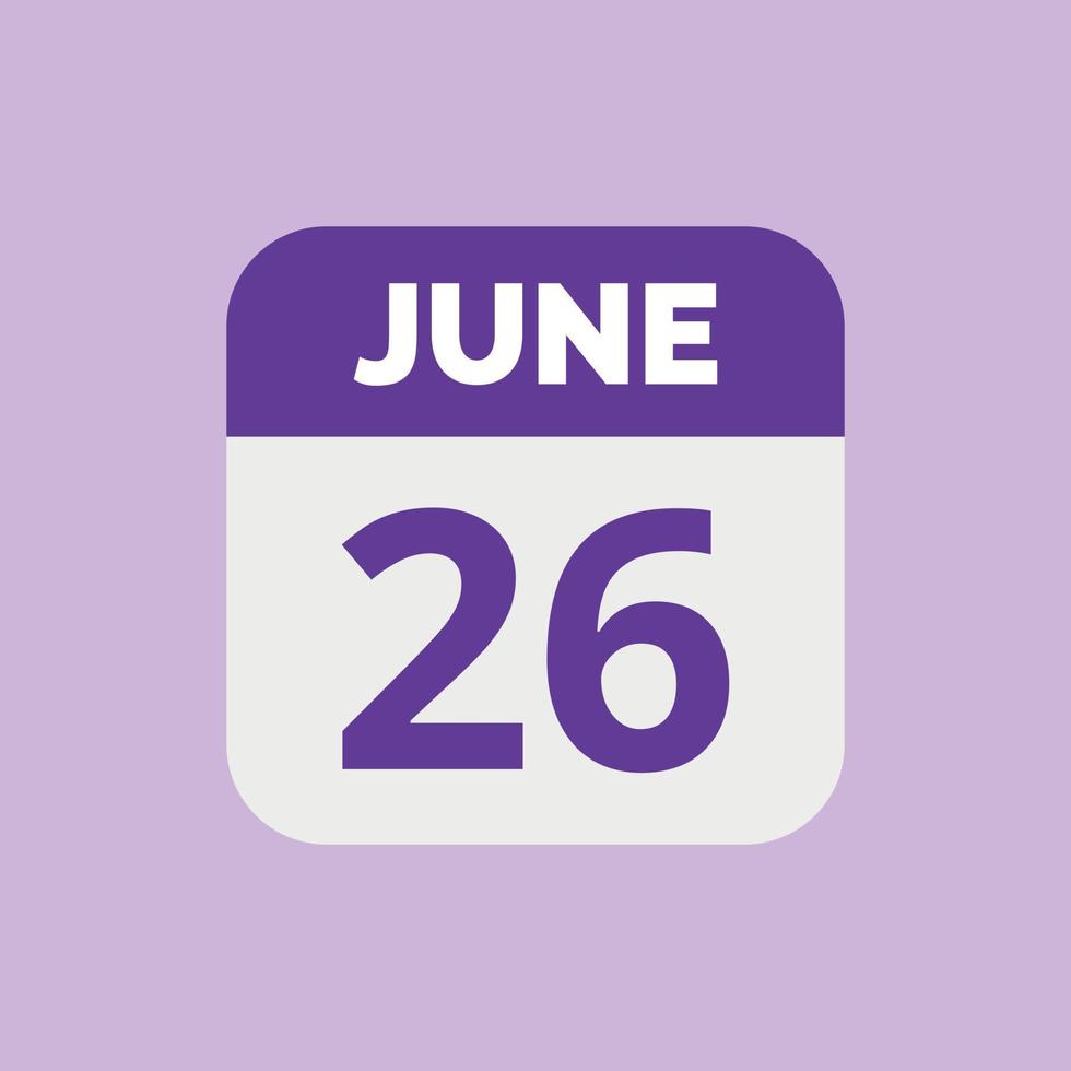 June 26 Calendar Date Icon 23202873 Vector Art at Vecteezy