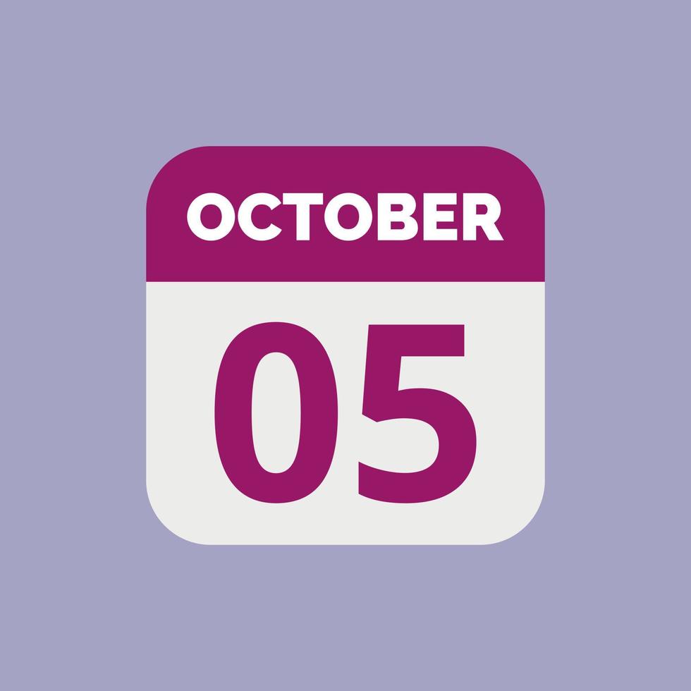 October 5 Calendar Date Icon 23202874 Vector Art at Vecteezy