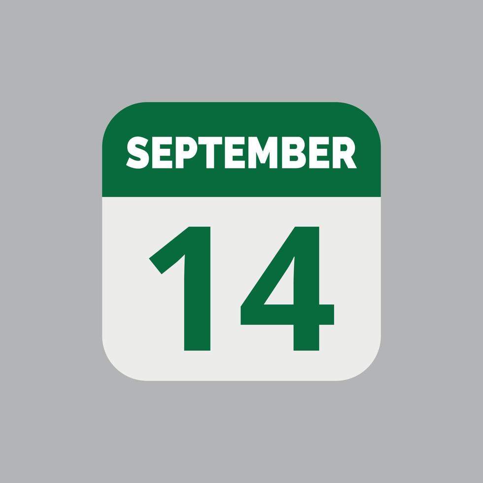 September 14 Calendar Date Icon vector