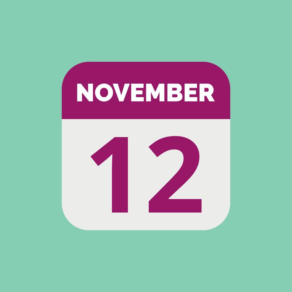November 12 Calendar Date Icon vector