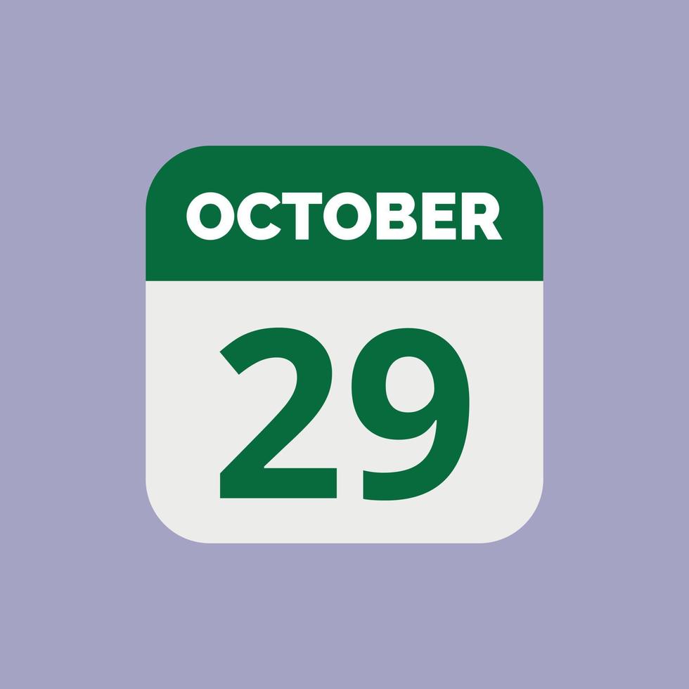 October 29 Calendar Date Icon vector