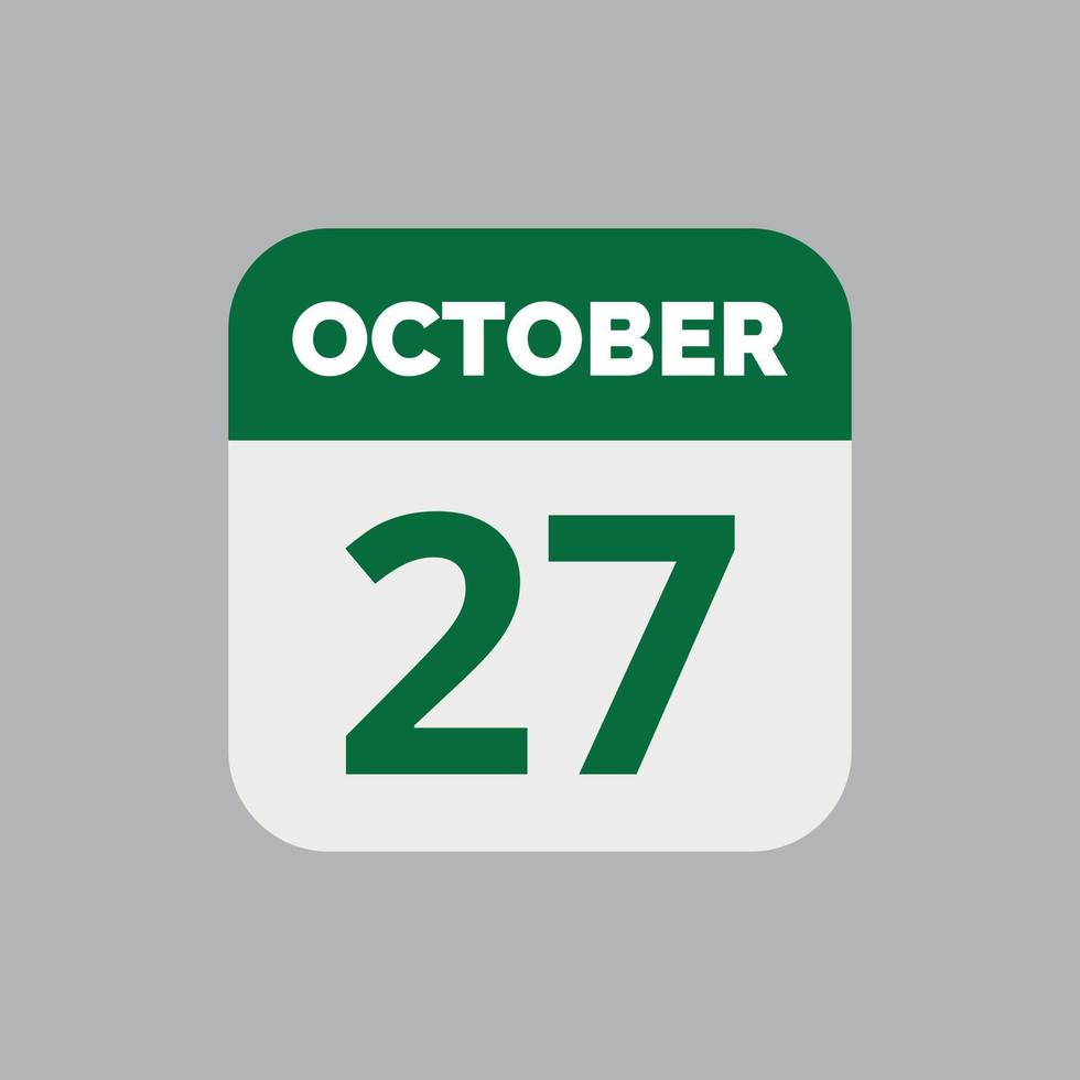 October 27 Calendar Date Icon vector