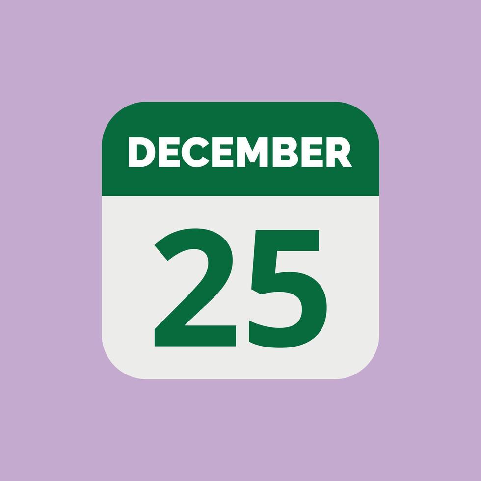 December 25 Calendar Date Icon vector