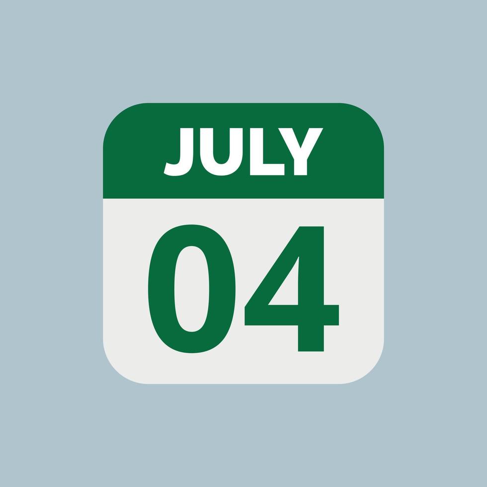 icono de fecha de calendario del 4 de julio vector