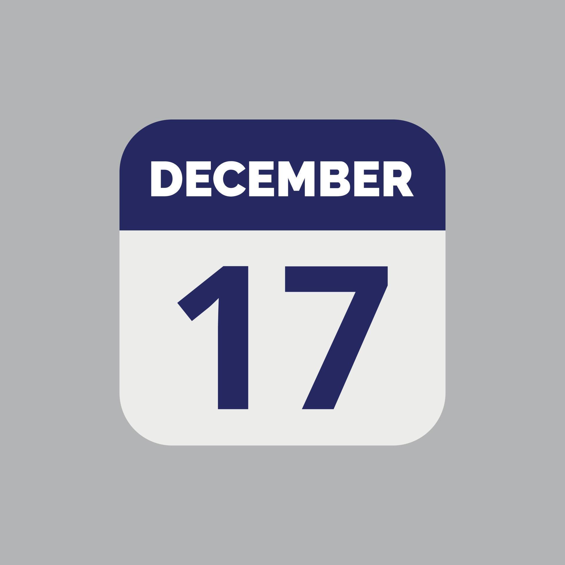December 17 Calendar Date Icon 23202934 Vector Art at Vecteezy