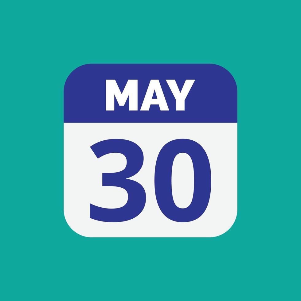 May 30 Calendar Date Icon vector