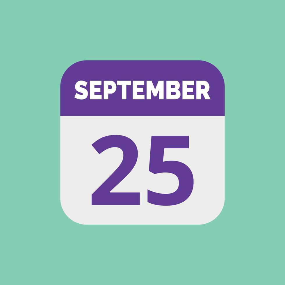 September 25 Calendar Date Icon vector