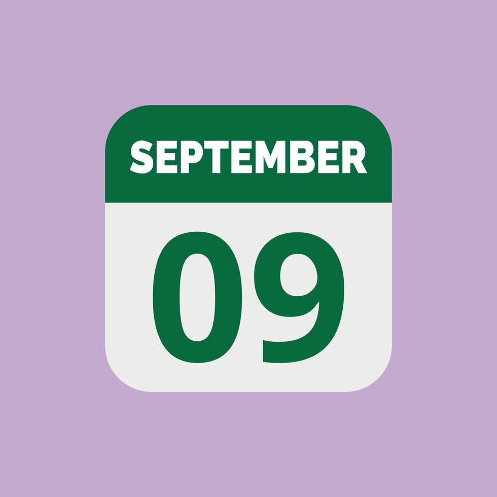 September 9 Calendar Date Icon 23203015 Vector Art at Vecteezy