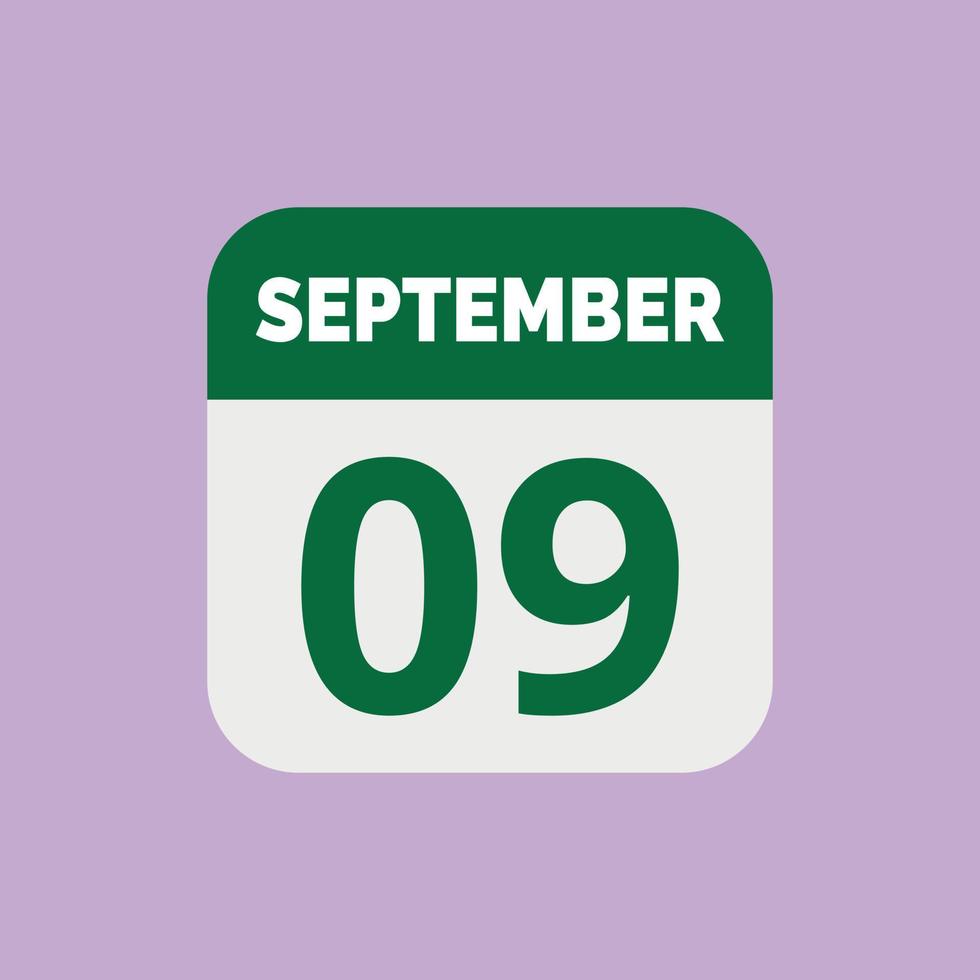 September 9 Calendar Date Icon vector