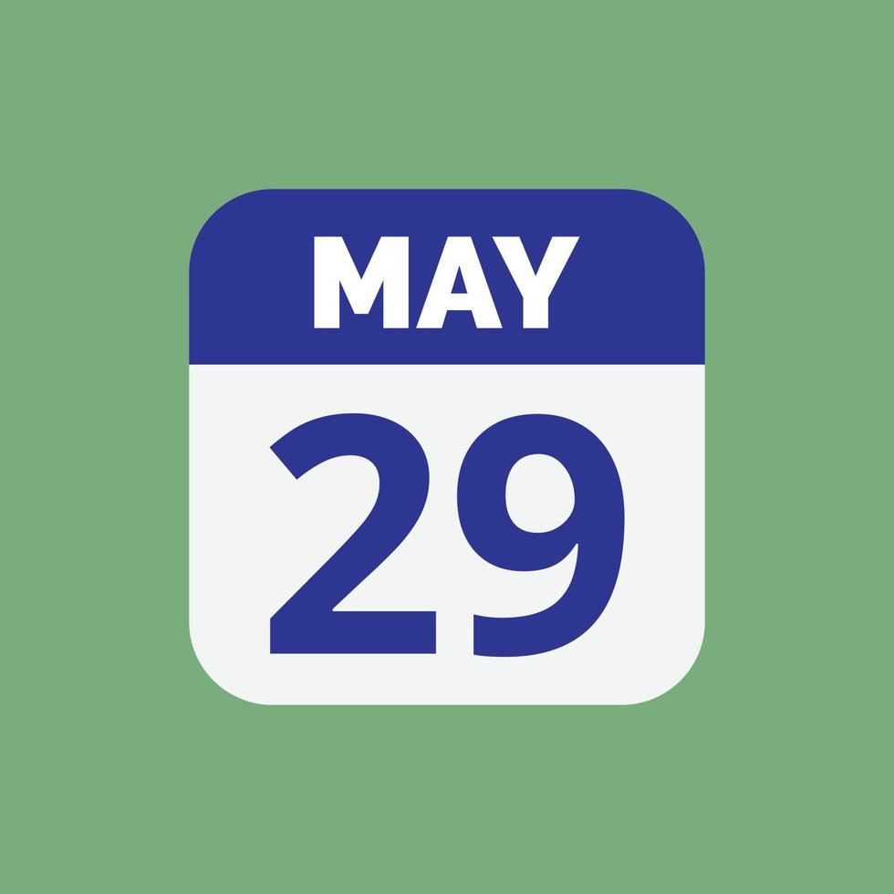 May 29 Calendar Date Icon vector