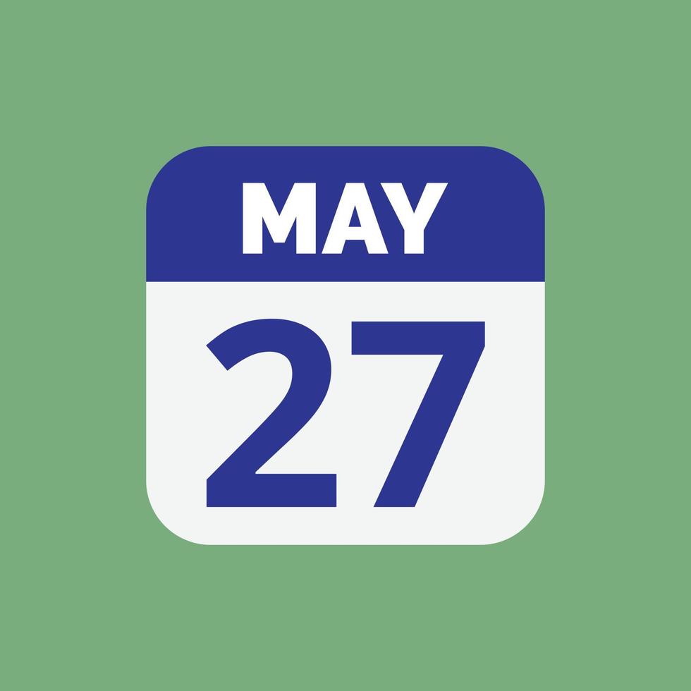 May 27 Calendar Date Icon vector