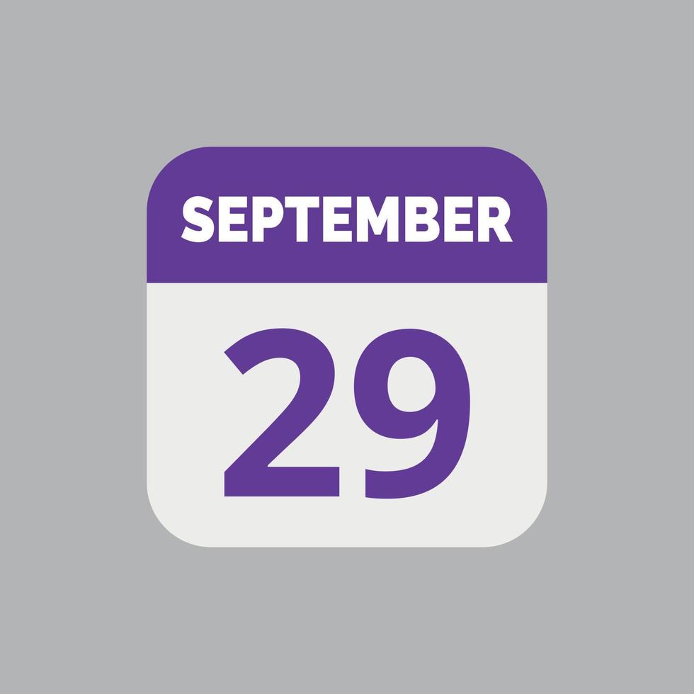 September 29 Calendar Date Icon vector