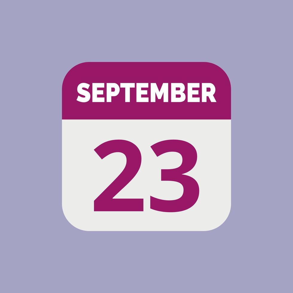 September 23 Calendar Date Icon vector