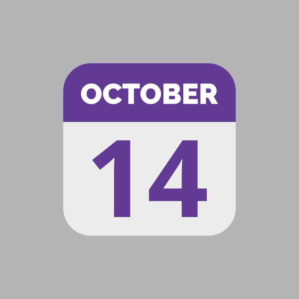 October 14 Calendar Date Icon vector