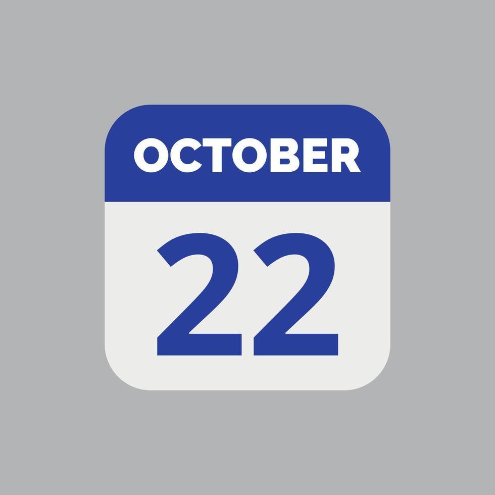 October 22 Calendar Date Icon vector