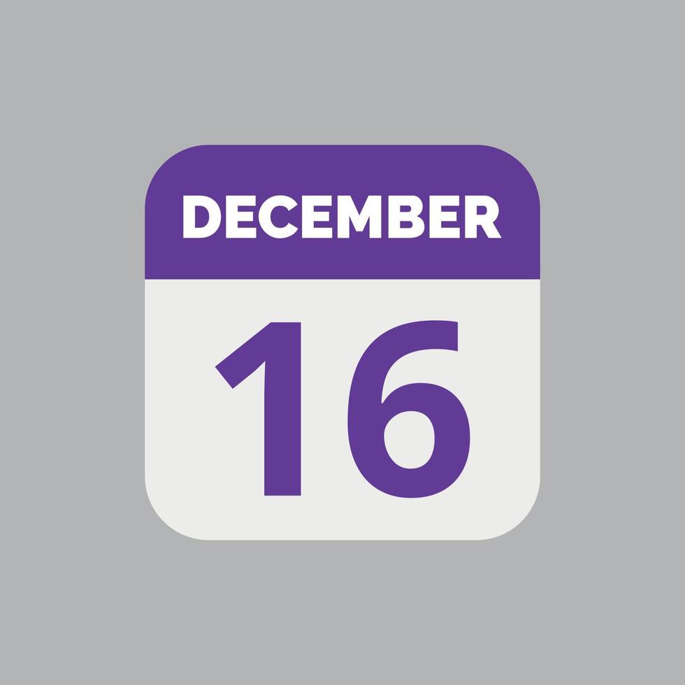 December 16 Calendar Date Icon vector