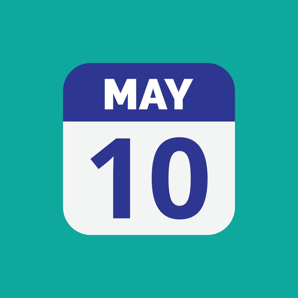 May 10 Calendar Date Icon vector