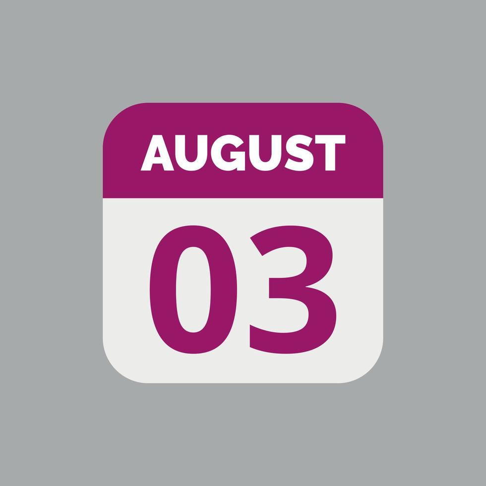 August 3 Calendar Date Icon vector