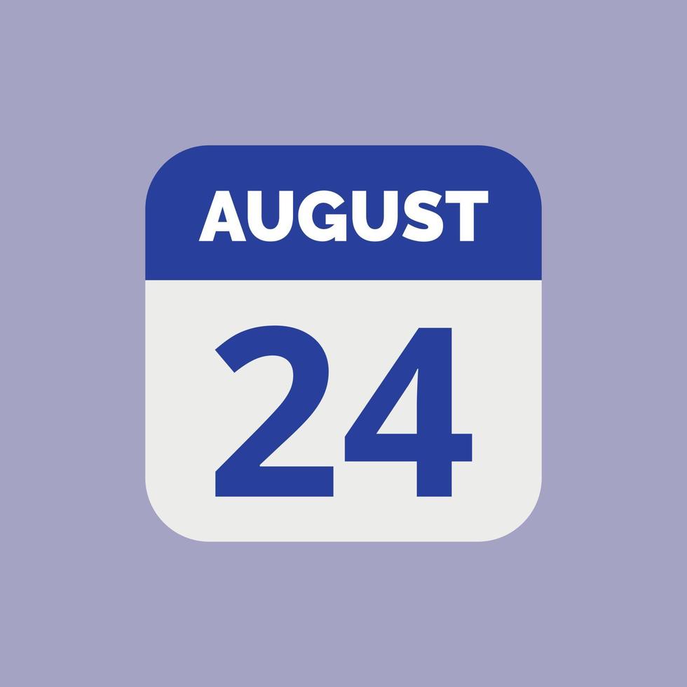 icono de fecha de calendario del 24 de agosto vector