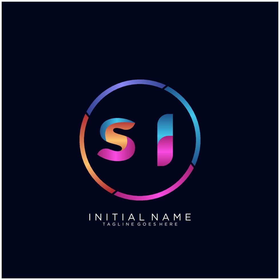 Letter SI colorfull logo premium elegant template vector