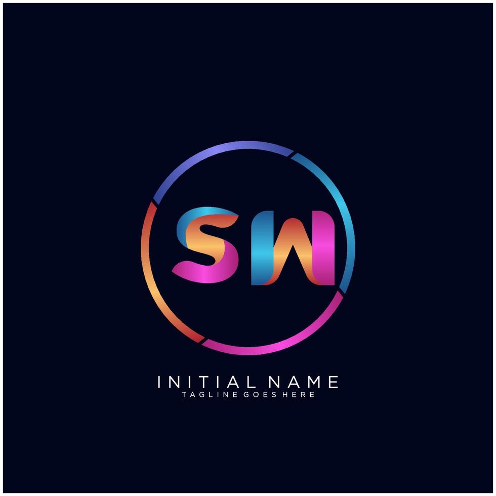 Letter SW colorfull logo premium elegant template vector
