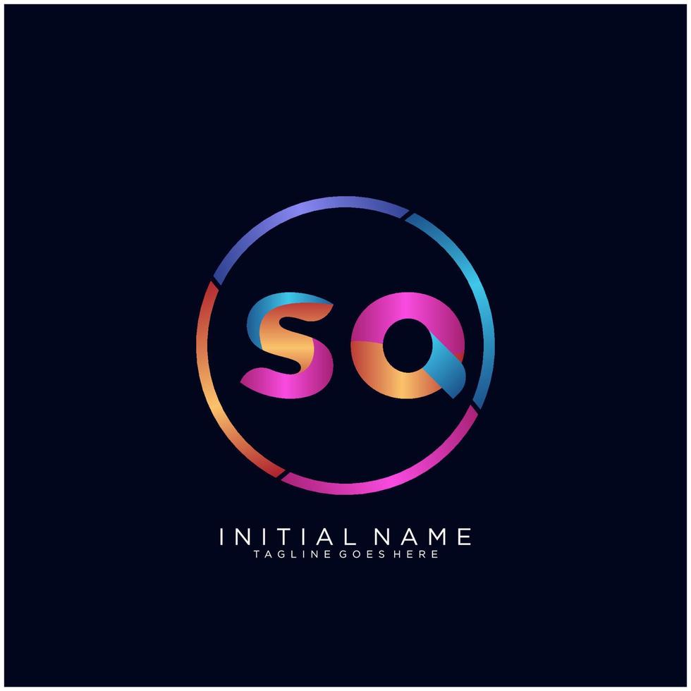 letra sq colorido logo prima elegante modelo vector