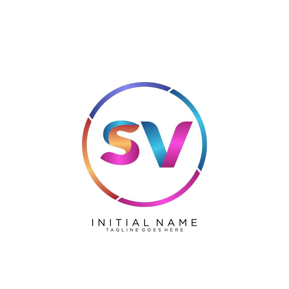 Letter SV colorfull logo premium elegant template vector
