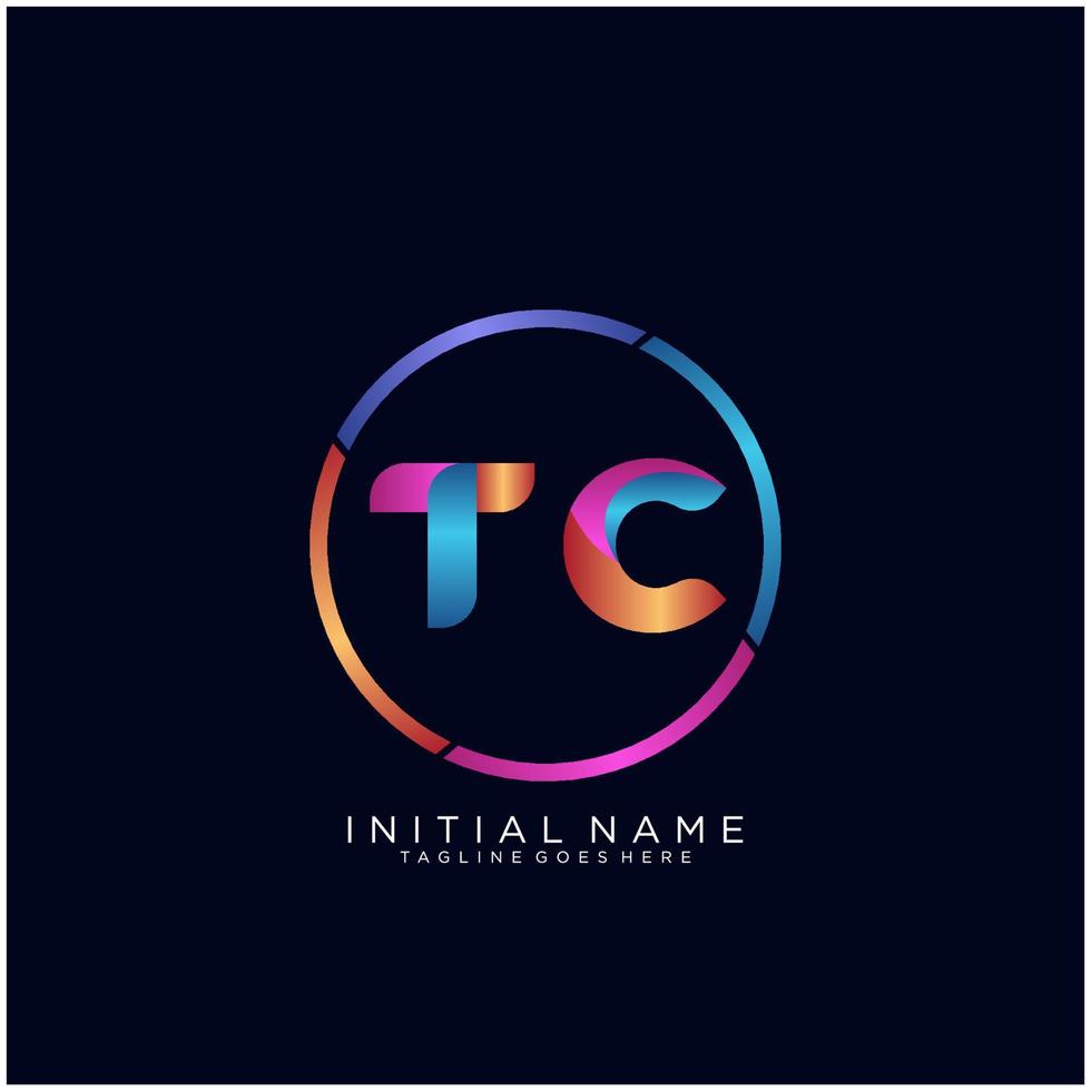 Letter TC colorfull logo premium elegant template vector