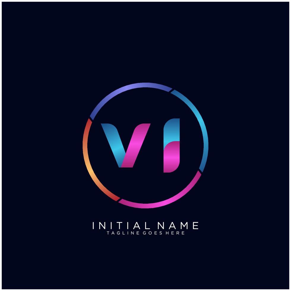 Letter VI colorfull logo premium elegant template vector