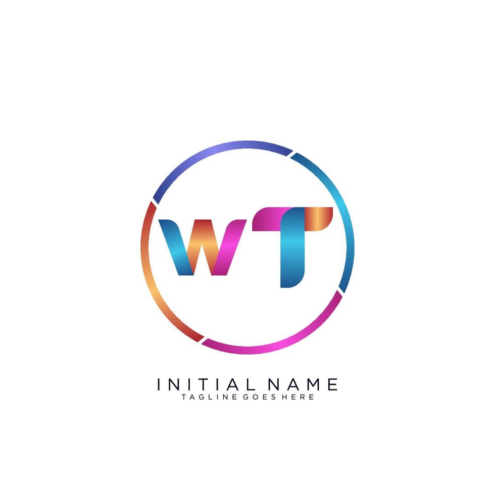 Letter WT colorfull logo premium elegant template vector