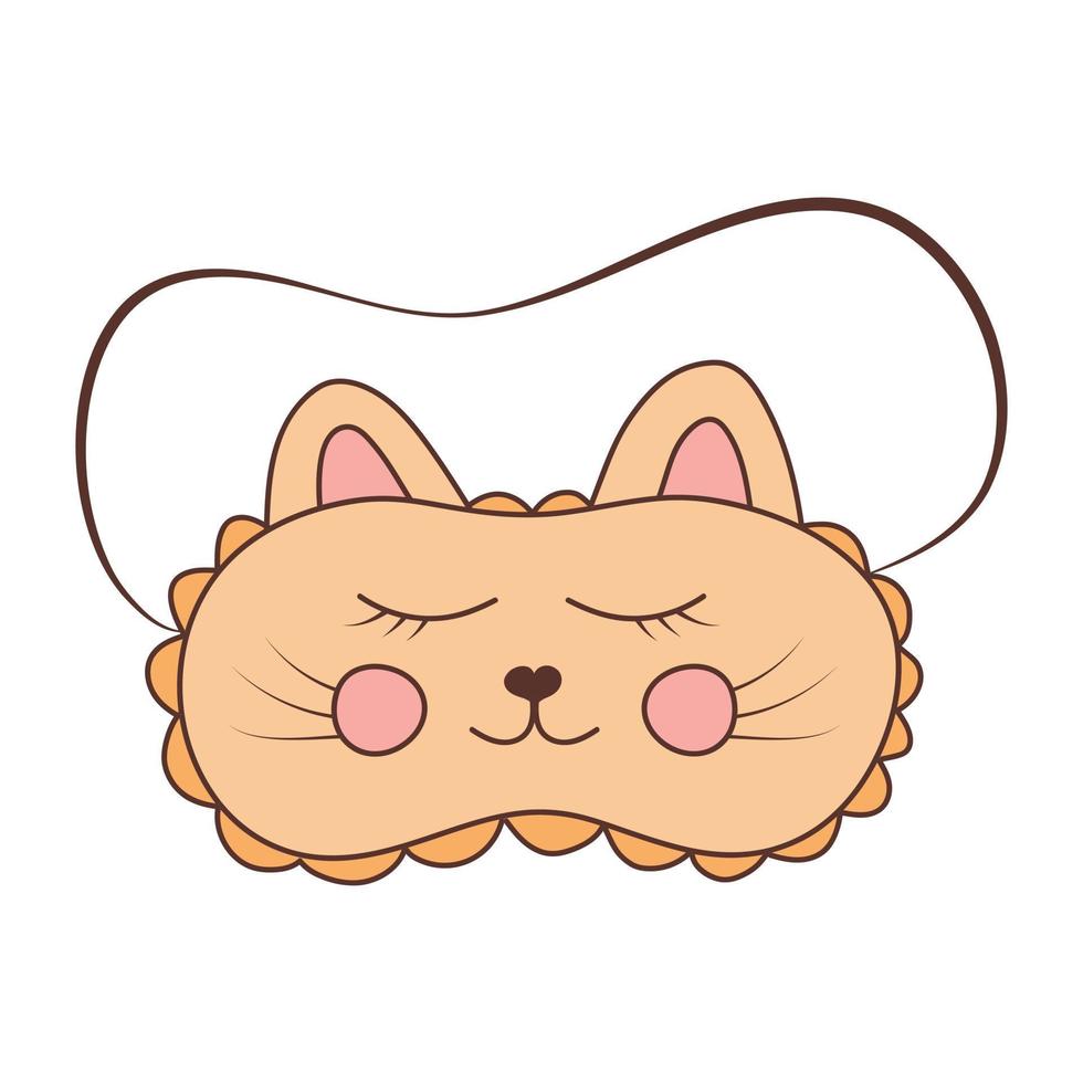 Cute sleeping mask in the shape of cat. Hand drawn illustration in doodle style. vector