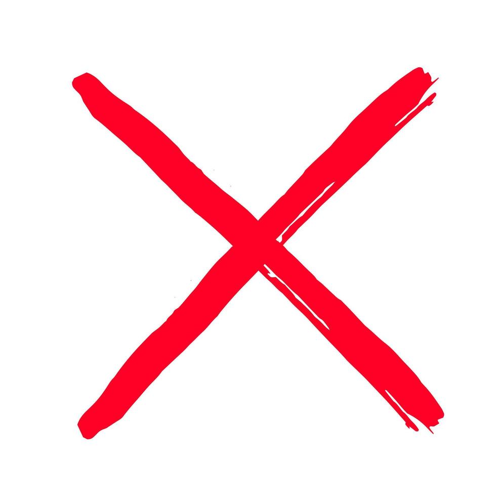 Hand drawn cross x brush stroke vector illustration icon. Cross mark wrong symbol graphic design.