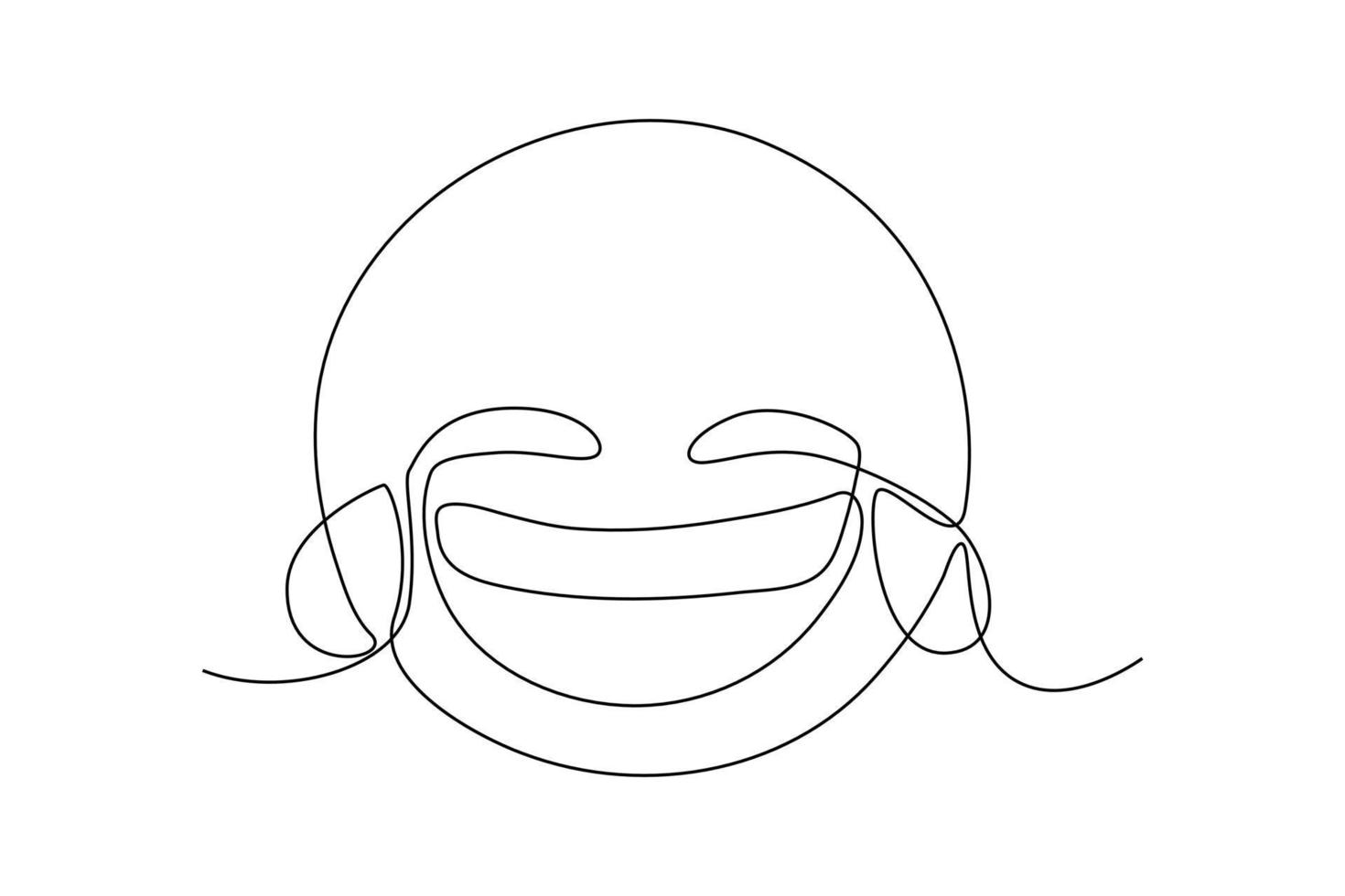 Continuous one line drawing laughing face. World laughter day concept