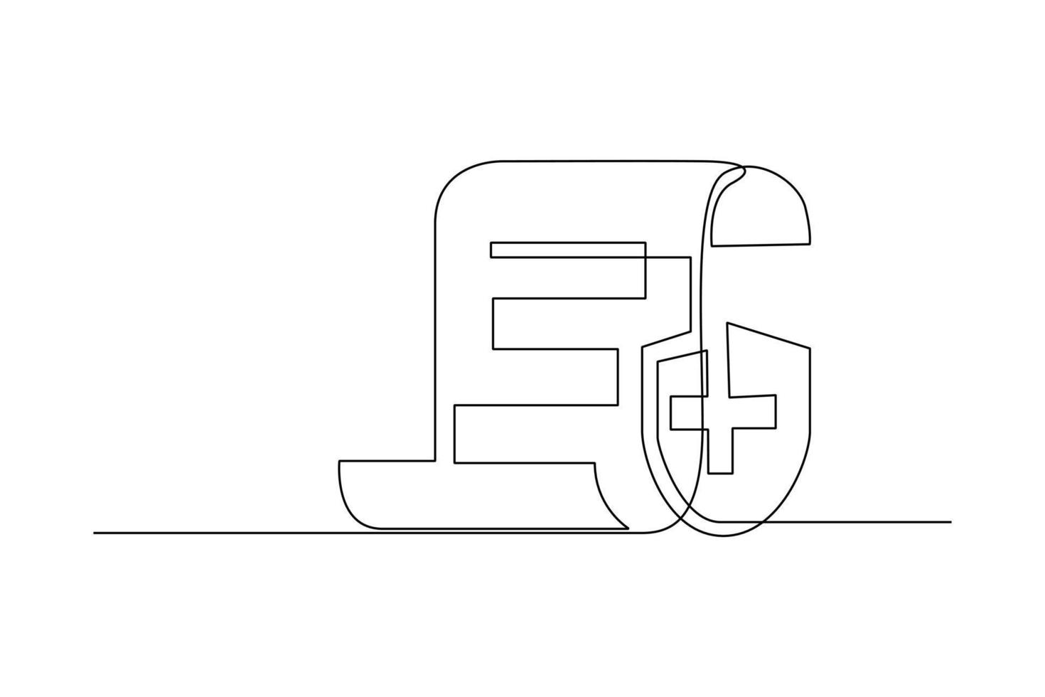 Continuous one line drawing insurance protection. Insurance concept. Single line draw design vector graphic illustration.