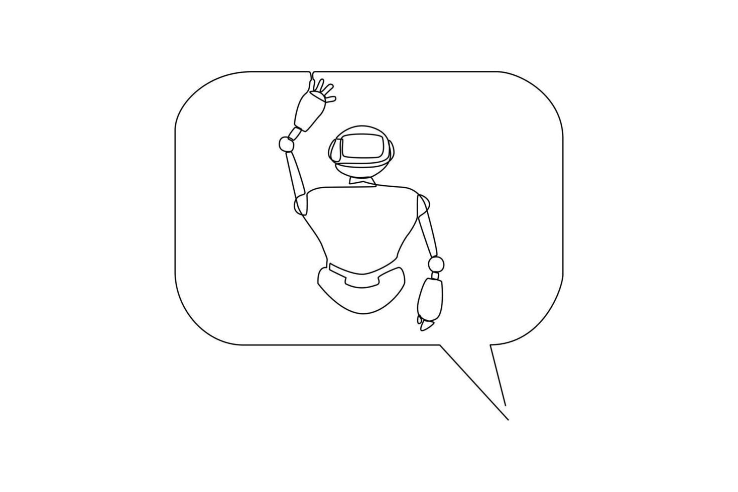 Single one line drawing chat with the robot. Smartphone and laptop. Chatbot concept. Continuous line draw design graphic vector illustration.