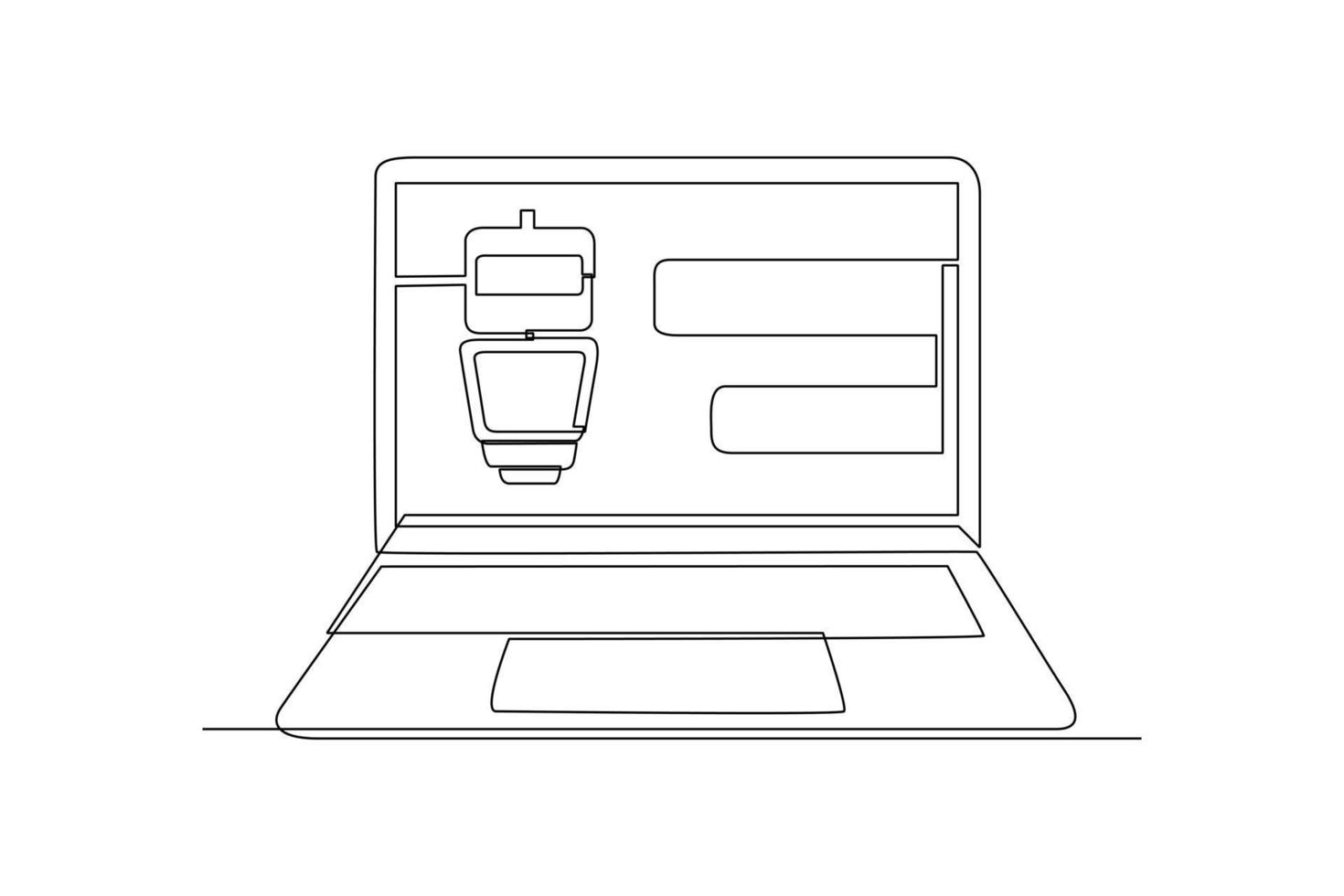 Single one line drawing chat with the robot. Smartphone and laptop. Chatbot concept. Continuous line draw design graphic vector illustration.