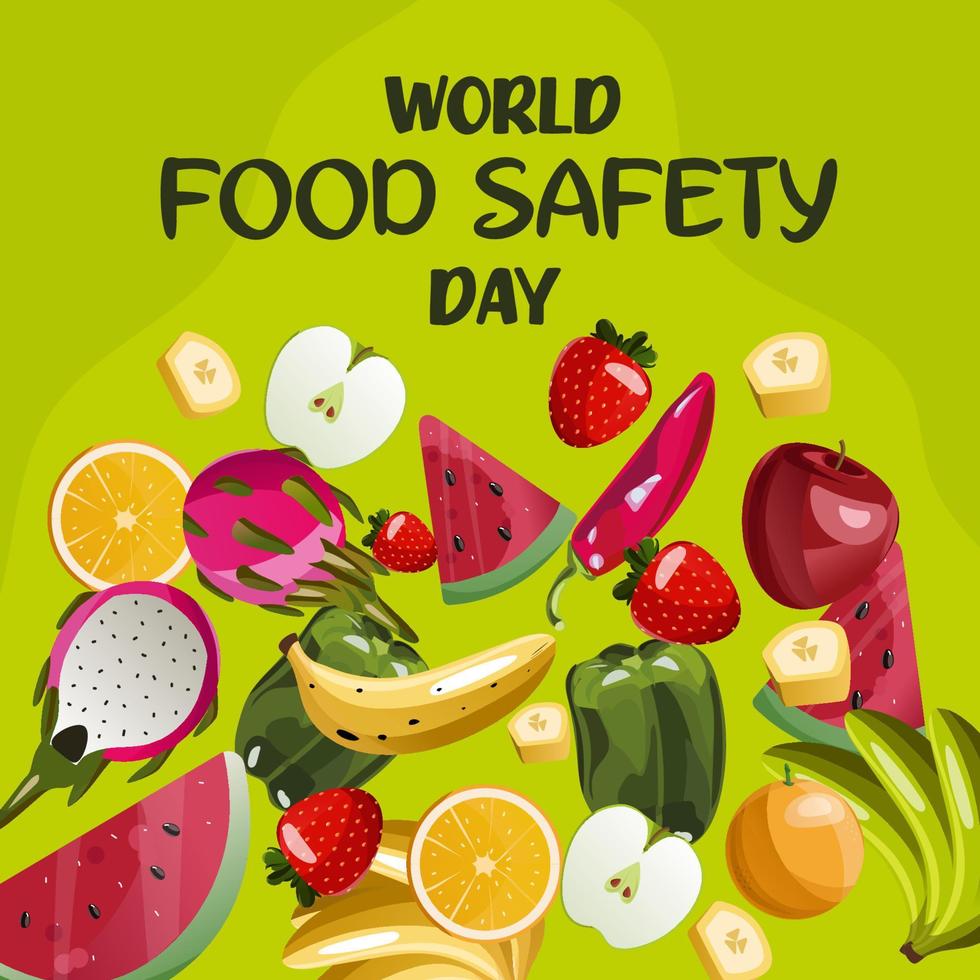 world food safety day on June 7 business brochure flyer banner design template vector, cover presentation abstract, modern publication poster and flag-banner, layout in rectangle size. vector