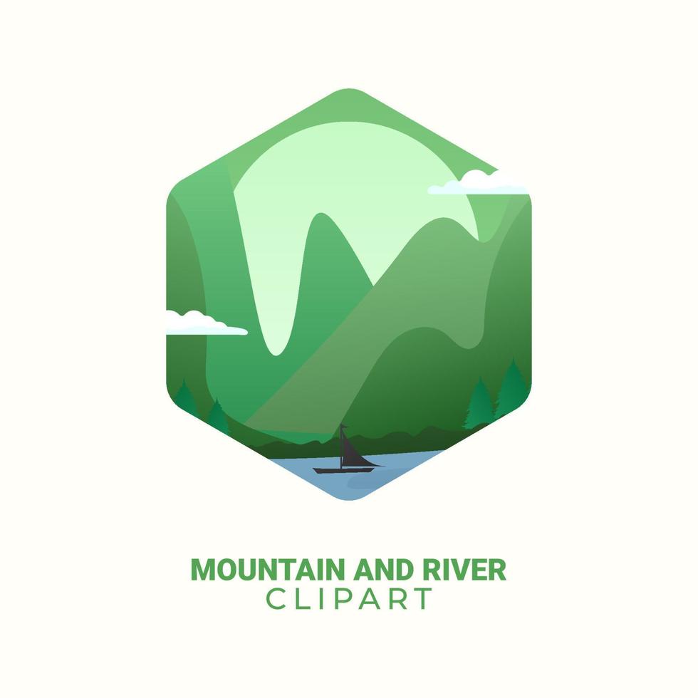 Mountain and river landscape scenery clipart vector