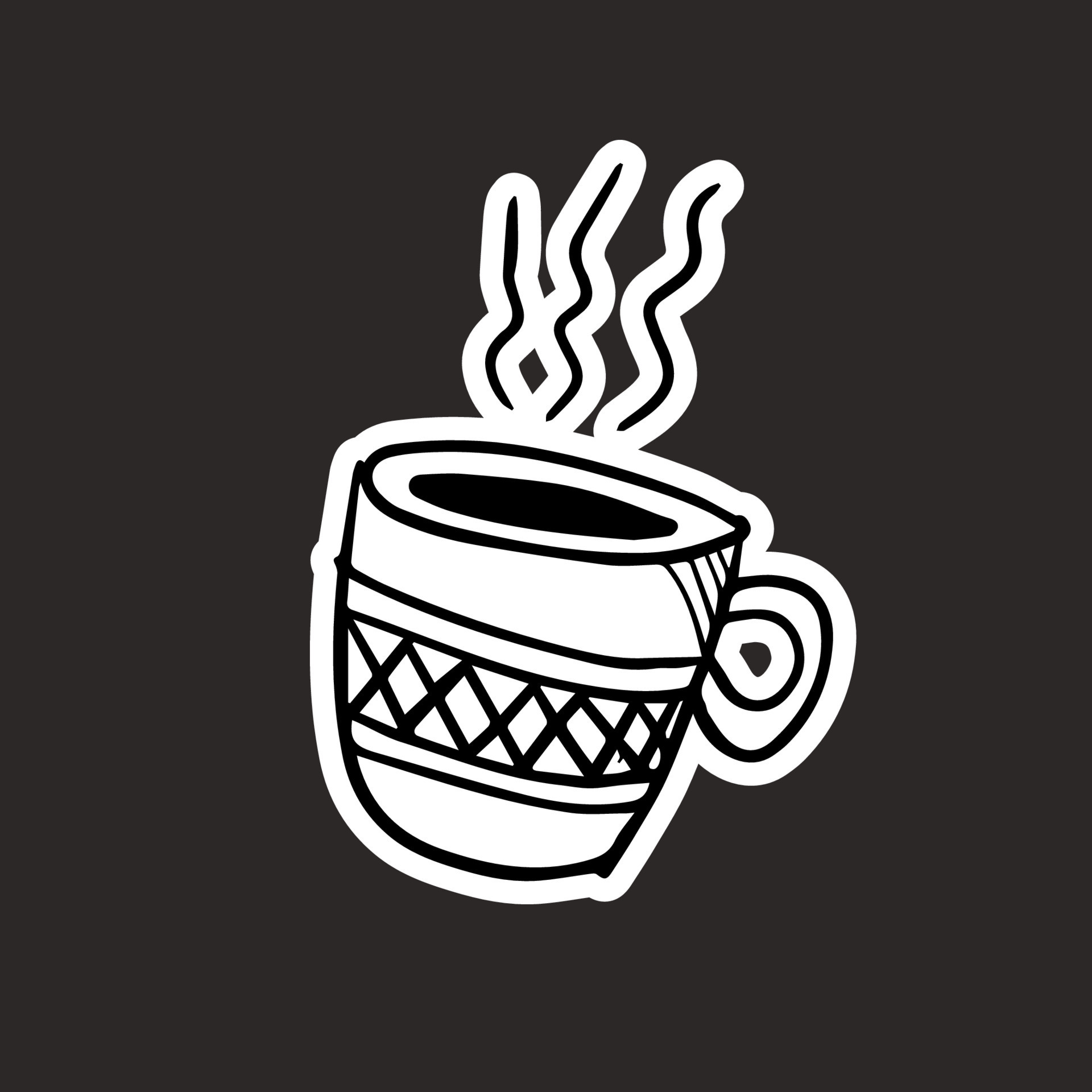 Doodle style coffee mug sticker on black background vector 23203450